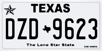 TX license plate DZD9623