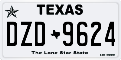 TX license plate DZD9624