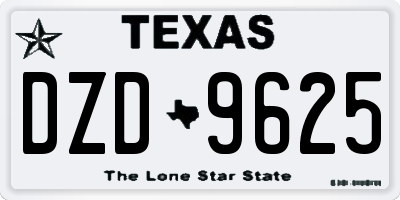 TX license plate DZD9625