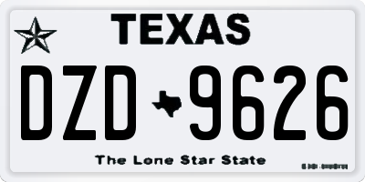 TX license plate DZD9626