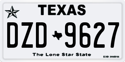 TX license plate DZD9627