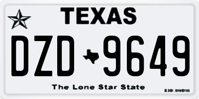 TX license plate DZD9649
