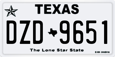 TX license plate DZD9651