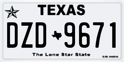 TX license plate DZD9671
