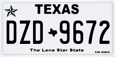 TX license plate DZD9672