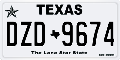 TX license plate DZD9674