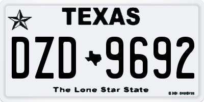 TX license plate DZD9692