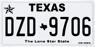TX license plate DZD9706