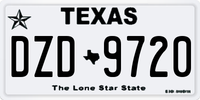 TX license plate DZD9720