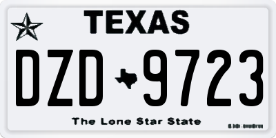 TX license plate DZD9723