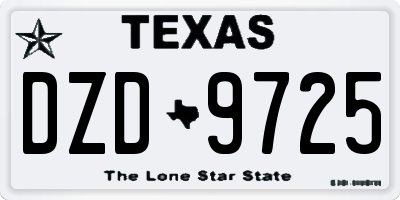 TX license plate DZD9725