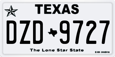 TX license plate DZD9727