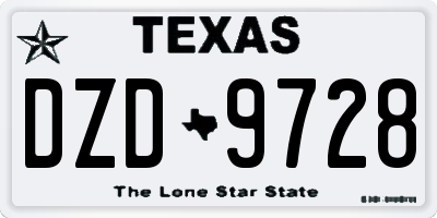 TX license plate DZD9728