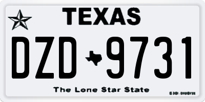 TX license plate DZD9731
