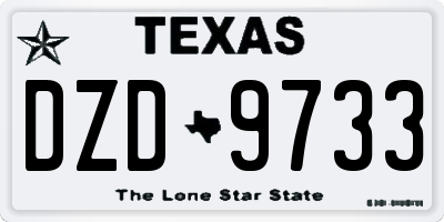 TX license plate DZD9733