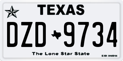 TX license plate DZD9734