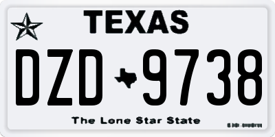 TX license plate DZD9738
