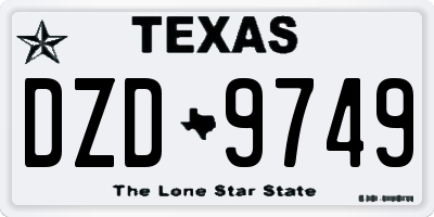 TX license plate DZD9749