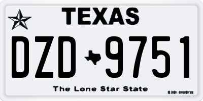 TX license plate DZD9751
