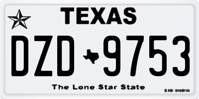 TX license plate DZD9753