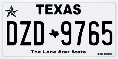 TX license plate DZD9765