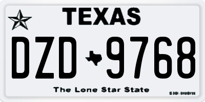 TX license plate DZD9768