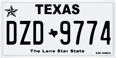 TX license plate DZD9774