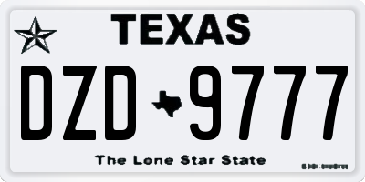 TX license plate DZD9777