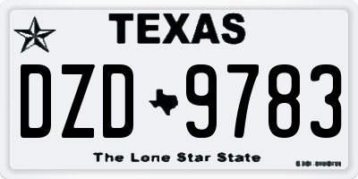 TX license plate DZD9783