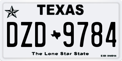 TX license plate DZD9784