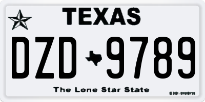 TX license plate DZD9789