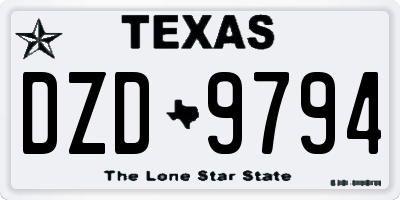 TX license plate DZD9794