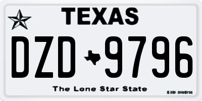 TX license plate DZD9796