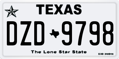 TX license plate DZD9798