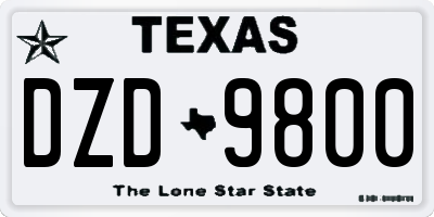 TX license plate DZD9800