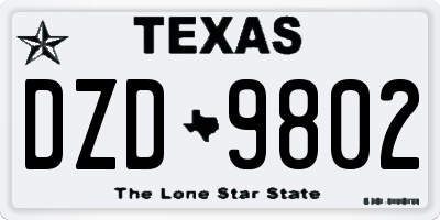 TX license plate DZD9802