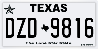 TX license plate DZD9816