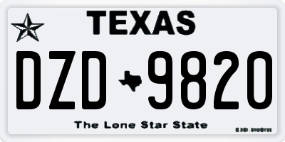 TX license plate DZD9820