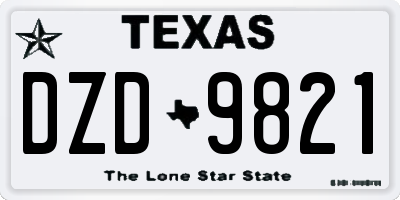 TX license plate DZD9821