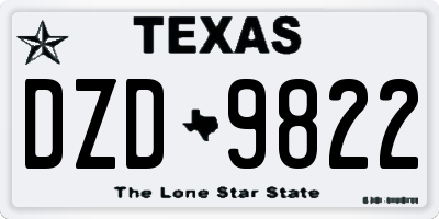 TX license plate DZD9822