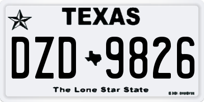 TX license plate DZD9826
