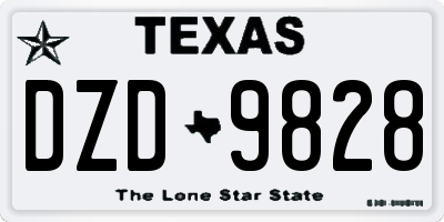 TX license plate DZD9828