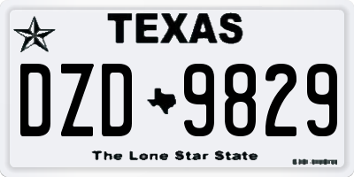 TX license plate DZD9829