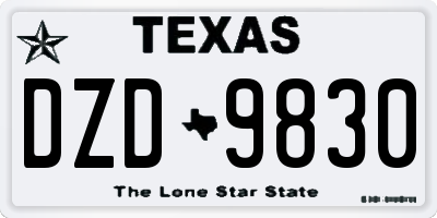 TX license plate DZD9830
