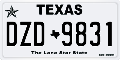 TX license plate DZD9831