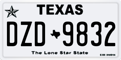 TX license plate DZD9832