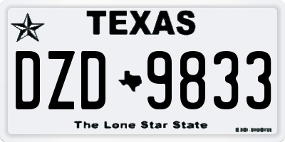 TX license plate DZD9833