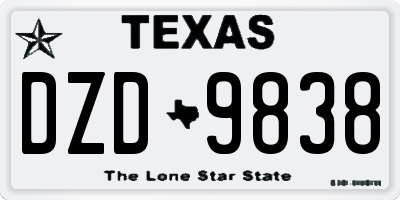TX license plate DZD9838