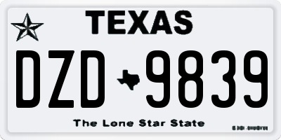 TX license plate DZD9839