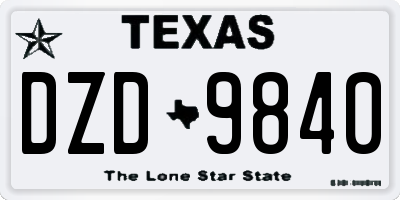 TX license plate DZD9840